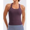 imageCRZ YOGA Seamless Ribbed Womens Tank Top Racerback Camisoles with Built in Bra Padded Scoop Neck Athletic Workout Slim CamiGrape Thistle Purple