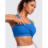 imageCRZ YOGA Seamless Ribbed Womens Tank Top Racerback Camisoles with Built in Bra Padded Scoop Neck Athletic Workout Slim CamiSparkle Blue