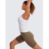 imageCRZ YOGA Seamless Ribbed Womens Tank Top Racerback Camisoles with Built in Bra Padded Scoop Neck Athletic Workout Slim CamiWhite