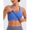 imageCRZ YOGA Seamless Ribbed Womens Tank Top Racerback Camisoles with Built in Bra Padded Scoop Neck Athletic Workout Slim CamiWild Indigo