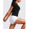 imageCRZ YOGA Seamless Short Sleeve Shirts for Women Breathable Running Workout Tops Athletic Gym Yoga Basic TShirtsBlack