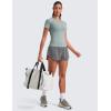 imageCRZ YOGA Seamless Short Sleeve Shirts for Women Breathable Running Workout Tops Athletic Gym Yoga Basic TShirtsGreen Palm Court