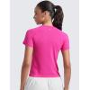 imageCRZ YOGA Seamless Short Sleeve Shirts for Women Breathable Running Workout Tops Athletic Gym Yoga Basic TShirtsHibiscus Purple