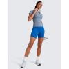 imageCRZ YOGA Seamless Short Sleeve Shirts for Women Breathable Running Workout Tops Athletic Gym Yoga Basic TShirtsOasis Blue Heather