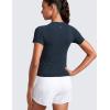 imageCRZ YOGA Seamless Short Sleeve Shirts for Women Breathable Running Workout Tops Athletic Gym Yoga Basic TShirtsTwilight Blue