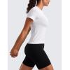 imageCRZ YOGA Seamless Short Sleeve Shirts for Women Breathable Running Workout Tops Athletic Gym Yoga Basic TShirtsWhite