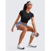 imageCRZ YOGA Seamless Womens Short Sleeve Crop Tops Breathable Slim Fit Gym Workout Shirts Athletic Running Basic Tee TopBlack