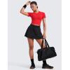 imageCRZ YOGA Seamless Womens Short Sleeve Crop Tops Breathable Slim Fit Gym Workout Shirts Athletic Running Basic Tee TopDeep Red