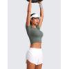 imageCRZ YOGA Seamless Womens Short Sleeve Crop Tops Breathable Slim Fit Gym Workout Shirts Athletic Running Basic Tee TopGrey Sage