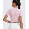 imageCRZ YOGA Seamless Womens Short Sleeve Crop Tops Breathable Slim Fit Gym Workout Shirts Athletic Running Basic Tee TopStrawberry Pink
