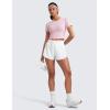 imageCRZ YOGA Seamless Womens Short Sleeve Crop Tops Breathable Slim Fit Gym Workout Shirts Athletic Running Basic Tee TopStrawberry Pink