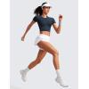 imageCRZ YOGA Seamless Womens Short Sleeve Crop Tops Breathable Slim Fit Gym Workout Shirts Athletic Running Basic Tee TopTwilight Blue