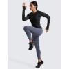 imageCRZ YOGA Seamless Workout Long Sleeve Shirts for Women Breathable Athletic Gym Tops Crew Neck Running Yoga TShirtBlack