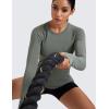 imageCRZ YOGA Seamless Workout Long Sleeve Shirts for Women Breathable Athletic Gym Tops Crew Neck Running Yoga TShirtGrey Sage