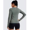 imageCRZ YOGA Seamless Workout Long Sleeve Shirts for Women Breathable Athletic Gym Tops Crew Neck Running Yoga TShirtGrey Sage