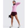 imageCRZ YOGA Seamless Workout Long Sleeve Shirts for Women Breathable Athletic Gym Tops Crew Neck Running Yoga TShirtHeather Pink