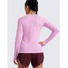 imageCRZ YOGA Seamless Workout Long Sleeve Shirts for Women Breathable Athletic Gym Tops Crew Neck Running Yoga TShirtHeather Pink