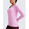 imageCRZ YOGA Seamless Workout Long Sleeve Shirts for Women Breathable Athletic Gym Tops Crew Neck Running Yoga TShirtHeather Pink
