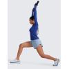 imageCRZ YOGA Seamless Workout Long Sleeve Shirts for Women Breathable Athletic Gym Tops Crew Neck Running Yoga TShirtLarkspur Blue