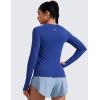 imageCRZ YOGA Seamless Workout Long Sleeve Shirts for Women Breathable Athletic Gym Tops Crew Neck Running Yoga TShirtLarkspur Blue