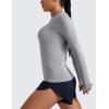 imageCRZ YOGA Seamless Workout Long Sleeve Shirts for Women Breathable Athletic Gym Tops Crew Neck Running Yoga TShirtSlate Grey Marl