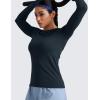 imageCRZ YOGA Seamless Workout Long Sleeve Shirts for Women Breathable Athletic Gym Tops Crew Neck Running Yoga TShirtTrue Navy