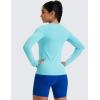 imageCRZ YOGA Seamless Workout Long Sleeve Shirts for Women Breathable Athletic Gym Tops Crew Neck Running Yoga TShirtTurquoise