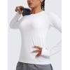 imageCRZ YOGA Seamless Workout Long Sleeve Shirts for Women Breathable Athletic Gym Tops Crew Neck Running Yoga TShirtWhite