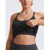 imageCRZ YOGA Seamless Workout Tank Tops for Women Racerback Athletic Camisole Sports Shirts with Built in BraBlack