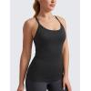 imageCRZ YOGA Seamless Workout Tank Tops for Women Racerback Athletic Camisole Sports Shirts with Built in BraBlack