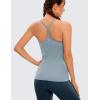 imageCRZ YOGA Seamless Workout Tank Tops for Women Racerback Athletic Camisole Sports Shirts with Built in BraCambric Blue