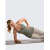 imageCRZ YOGA Seamless Workout Tank Tops for Women Racerback Athletic Camisole Sports Shirts with Built in BraDark Green