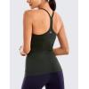 imageCRZ YOGA Seamless Workout Tank Tops for Women Racerback Athletic Camisole Sports Shirts with Built in BraDark Olive