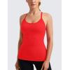 imageCRZ YOGA Seamless Workout Tank Tops for Women Racerback Athletic Camisole Sports Shirts with Built in BraDark Red
