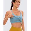 imageCRZ YOGA Seamless Workout Tank Tops for Women Racerback Athletic Camisole Sports Shirts with Built in BraPure Blue