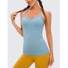imageCRZ YOGA Seamless Workout Tank Tops for Women Racerback Athletic Camisole Sports Shirts with Built in BraPure Blue