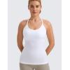 imageCRZ YOGA Seamless Workout Tank Tops for Women Racerback Athletic Camisole Sports Shirts with Built in BraWhite