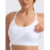imageCRZ YOGA Seamless Workout Tank Tops for Women Racerback Athletic Camisole Sports Shirts with Built in BraWhite