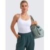 imageCRZ YOGA Seamless Workout Tank Tops for Women Racerback Athletic Camisole Sports Shirts with Built in BraWhite