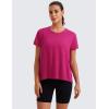 imageCRZ YOGA Short Sleeve Yoga Tops for Women Soft Loose Casual Flowy Shirts Crew Neck Workout Basic TShirtGranita Pink