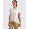 imageCRZ YOGA Short Sleeve Yoga Tops for Women Soft Loose Casual Flowy Shirts Crew Neck Workout Basic TShirtMilky White Bone
