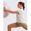 imageCRZ YOGA Short Sleeve Yoga Tops for Women Soft Loose Casual Flowy Shirts Crew Neck Workout Basic TShirtMilky White Bone