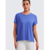 imageCRZ YOGA Short Sleeve Yoga Tops for Women Soft Loose Casual Flowy Shirts Crew Neck Workout Basic TShirtWild Indigo