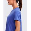 imageCRZ YOGA Short Sleeve Yoga Tops for Women Soft Loose Casual Flowy Shirts Crew Neck Workout Basic TShirtWild Indigo