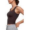 imageCRZ YOGA Softembrace Casual Tops for Women Soft Double Lined Scoop Neck Crop Sleeveless Shirts Basic Going Out TanksHot Fudge Brown