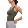 imageCRZ YOGA Softembrace Casual Tops for Women Soft Double Lined Scoop Neck Crop Sleeveless Shirts Basic Going Out TanksLight Army Green