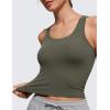 imageCRZ YOGA Softembrace Casual Tops for Women Soft Double Lined Scoop Neck Crop Sleeveless Shirts Basic Going Out TanksLight Army Green