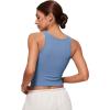 imageCRZ YOGA Softembrace Casual Tops for Women Soft Double Lined Scoop Neck Crop Sleeveless Shirts Basic Going Out TanksOasis Blue