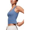 imageCRZ YOGA Softembrace Casual Tops for Women Soft Double Lined Scoop Neck Crop Sleeveless Shirts Basic Going Out TanksOasis Blue