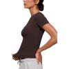 imageCRZ YOGA Softembrace Short Sleeve Going Out Tops for Women Soft High Crew Neck Casual Tight Shirts Fitted Basic TShirtsHot Fudge Brown